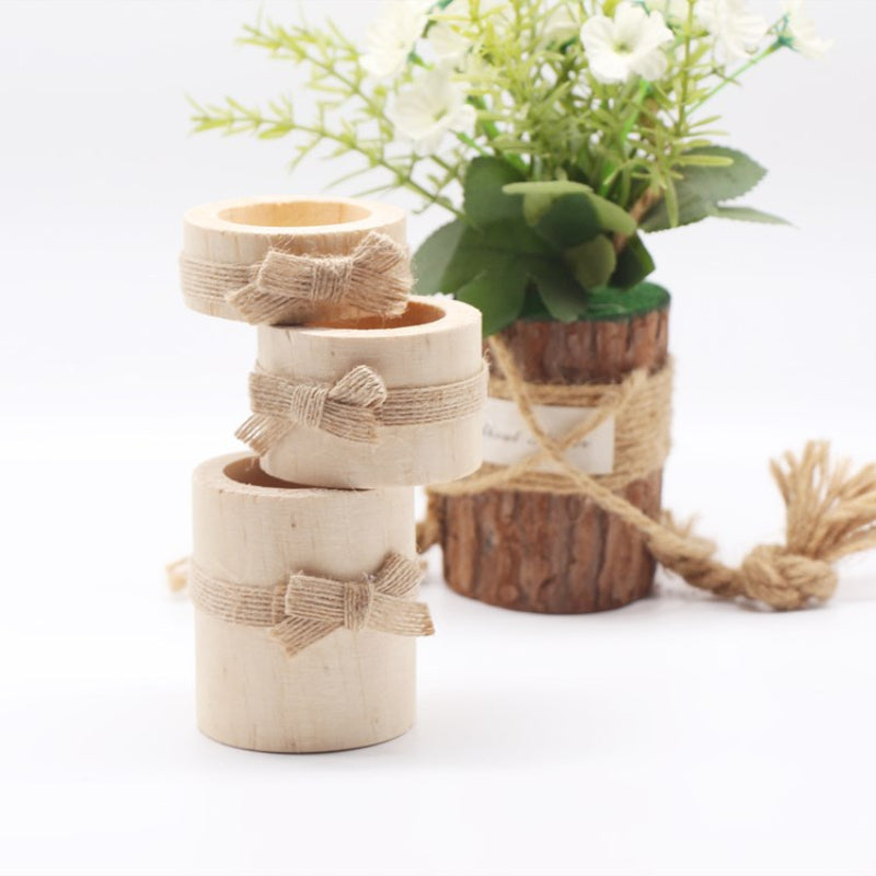 Rustic Wooden Candle Holders - Set of 3 Pine Candlesticks 