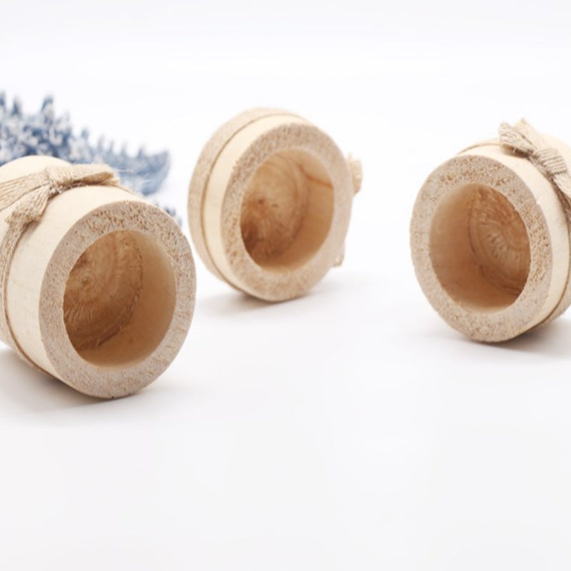 Rustic Wooden Candle Holders - Set of 3 Pine Candlesticks 