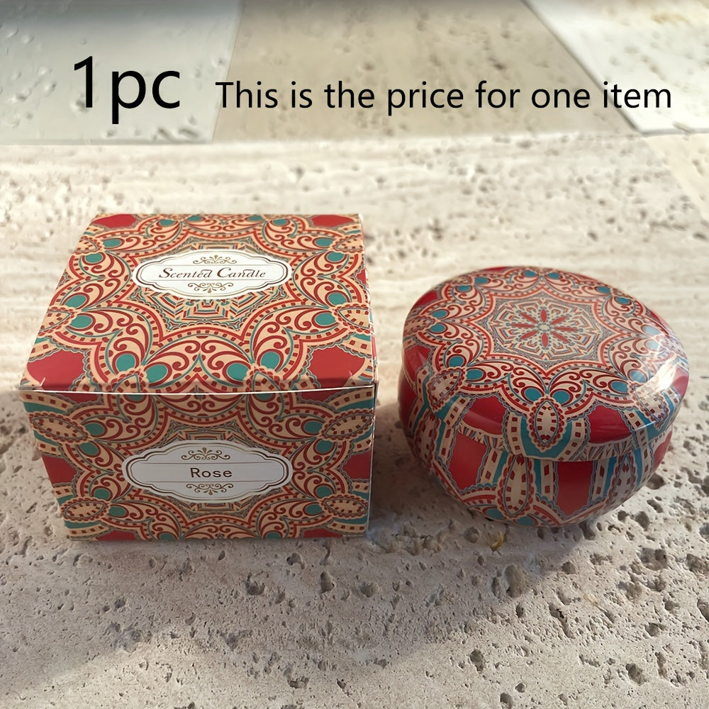 Bohemian Scented Candle Set with Mandala Design 