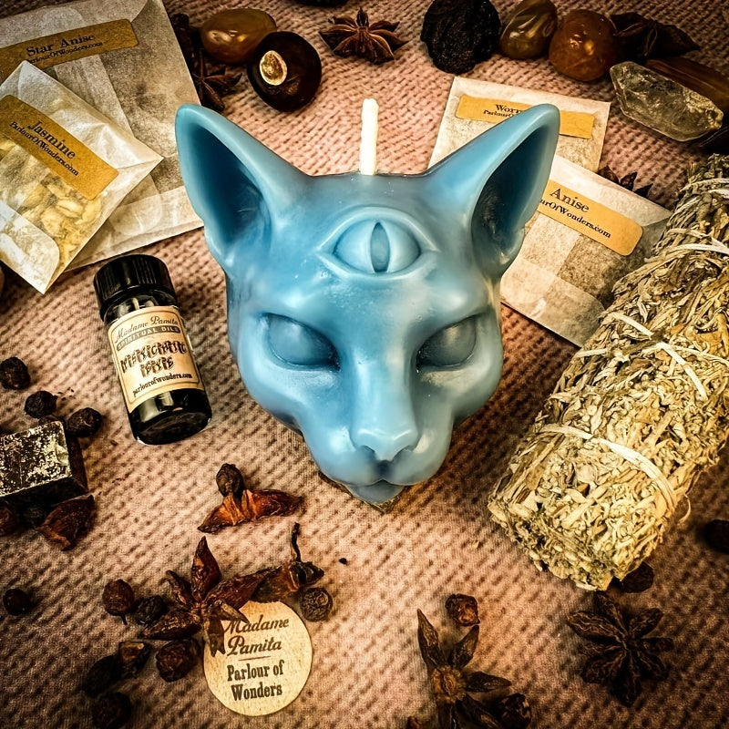 Silicone Mold for Three-Eyed Cat Candle 