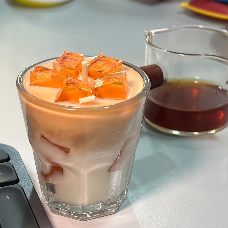 Oval Soy Wax Scented Candle, Caramel Latte Aroma 