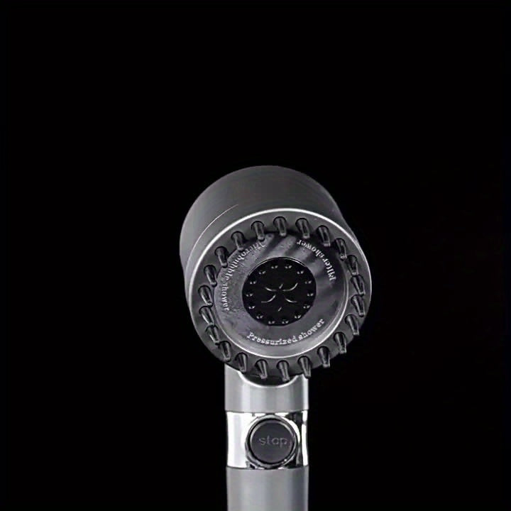 Cabezal de Ducha Alta Presión Montado en Pared - Negro y Plata