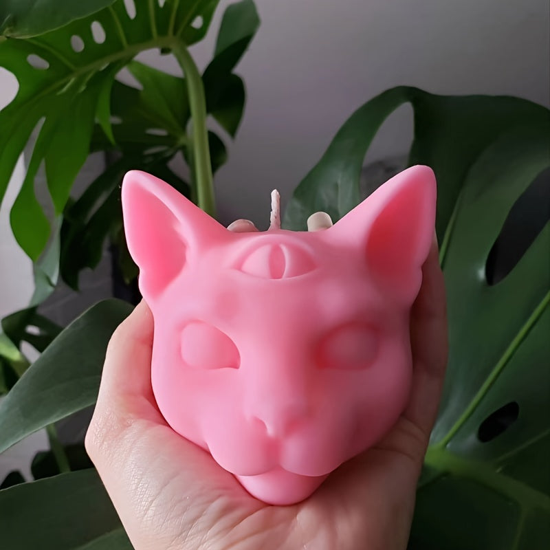 Silicone Mold for Three-Eyed Cat Candle 