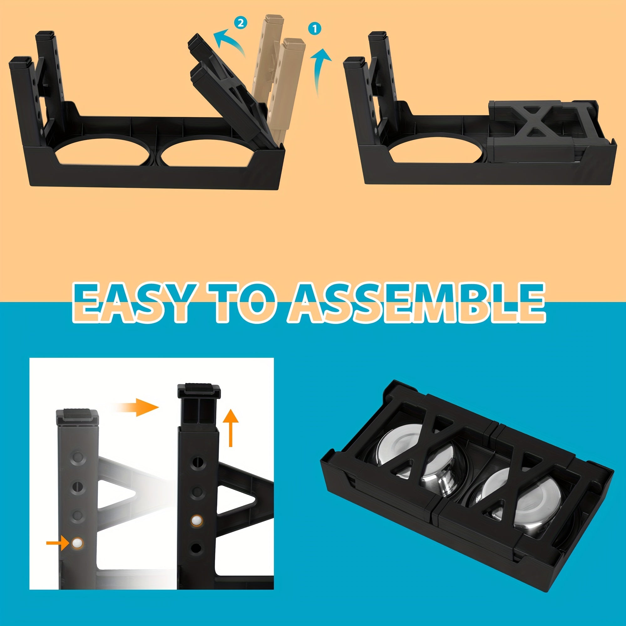 Adjustable Elevated Feeder with 2 Stainless Steel Bowls 