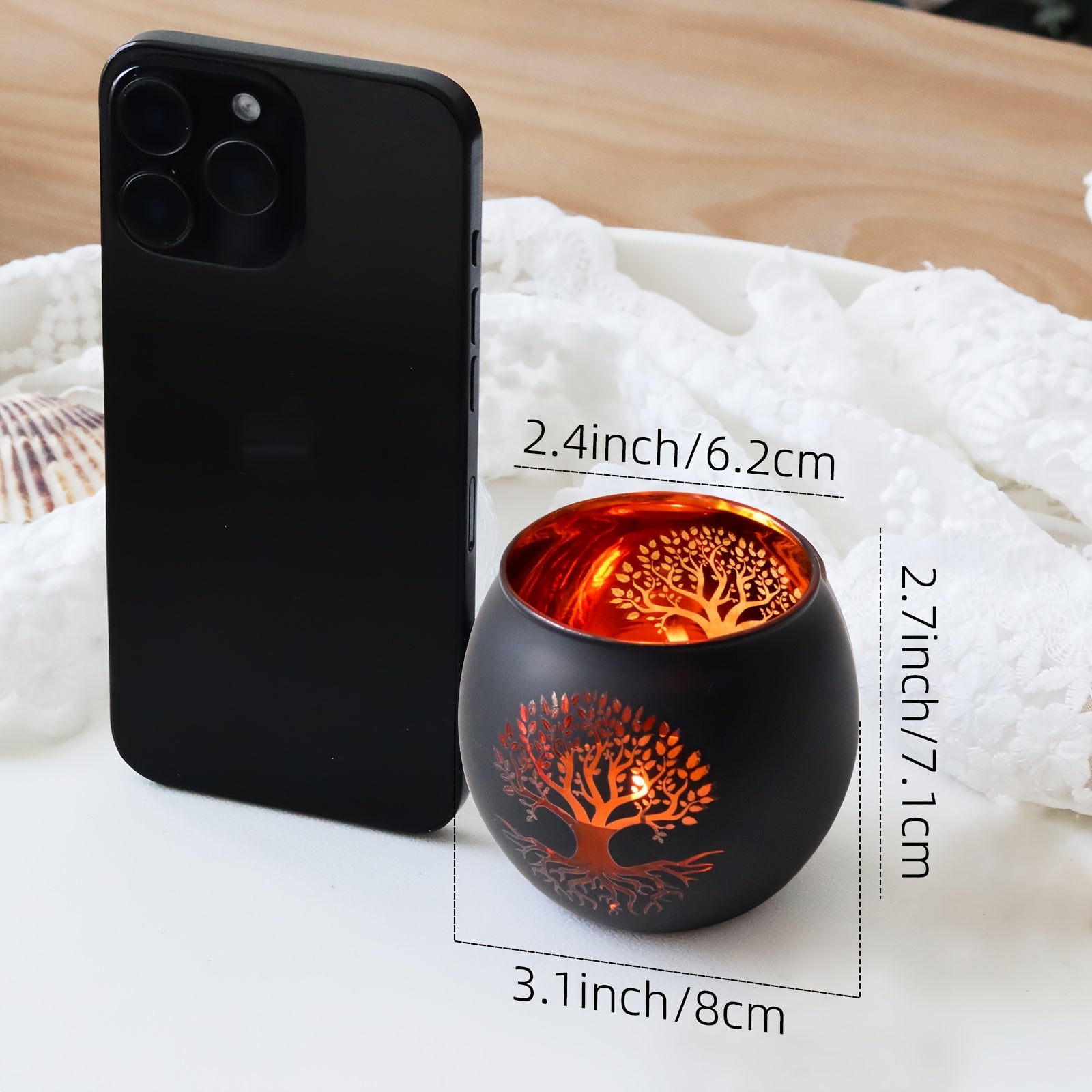 Tree of Life Glass Candle Holders, Set of 2 