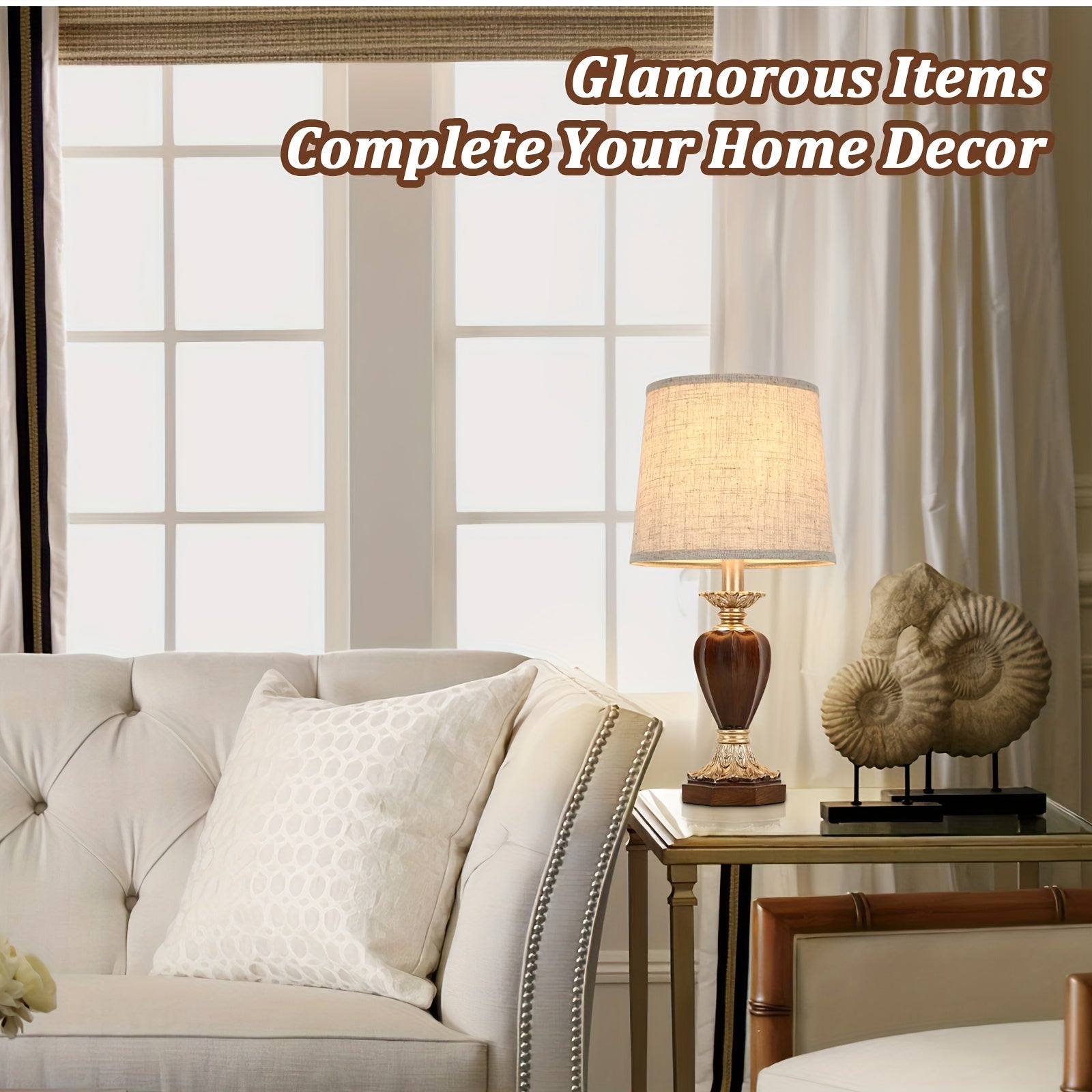 Set de 2 lámparas de mesa con pantalla de tela crema