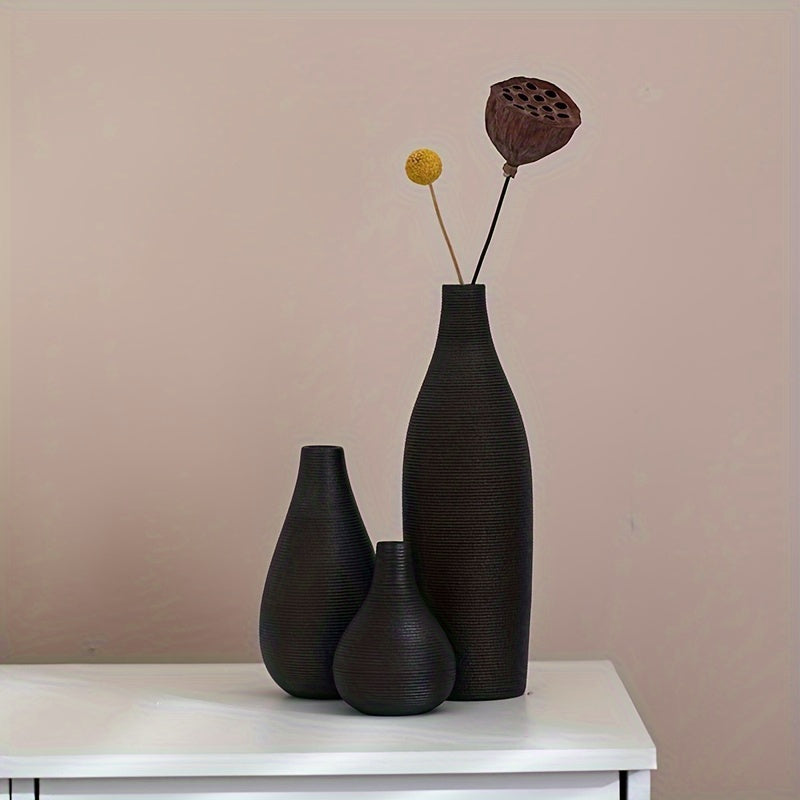 Jarrón Cerámico Bohemio con Diseño Moderno a Rayas