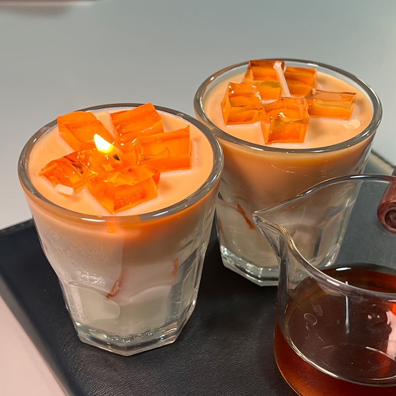 Oval Soy Wax Scented Candle, Caramel Latte Aroma 