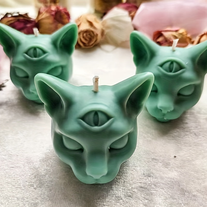 Silicone Mold for Three-Eyed Cat Candle 