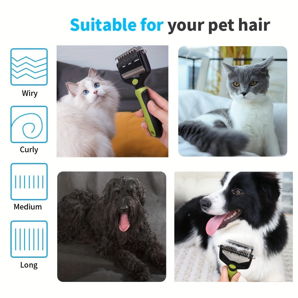 Cepillo 2 en 1 para Perros Medianos a Grandes - Desenredante y Deslanador