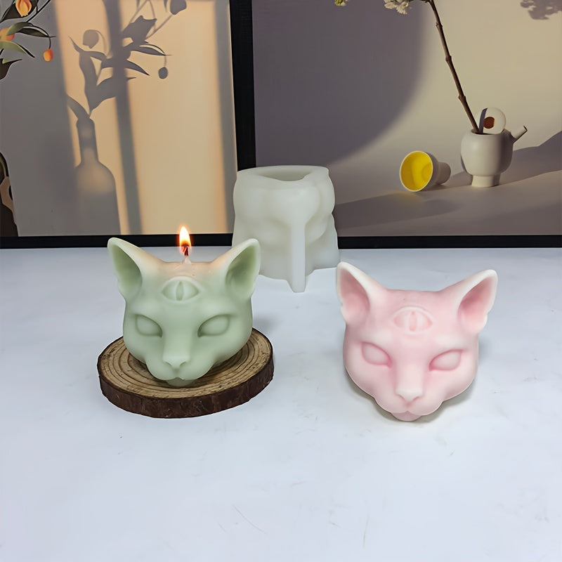 Silicone Mold for Three-Eyed Cat Candle 