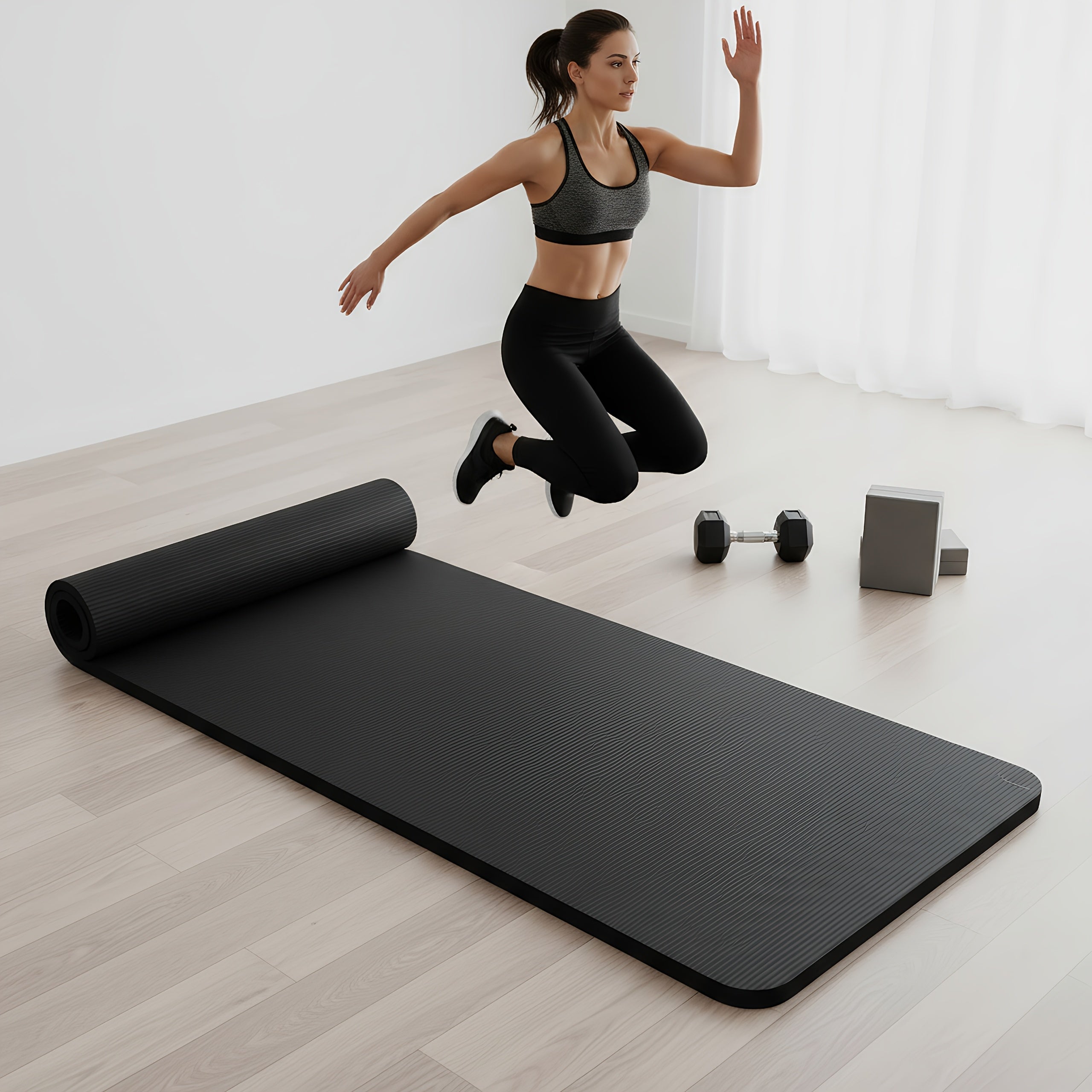 Esterilla de Yoga 2m Negra - Antideslizante y Acolchada