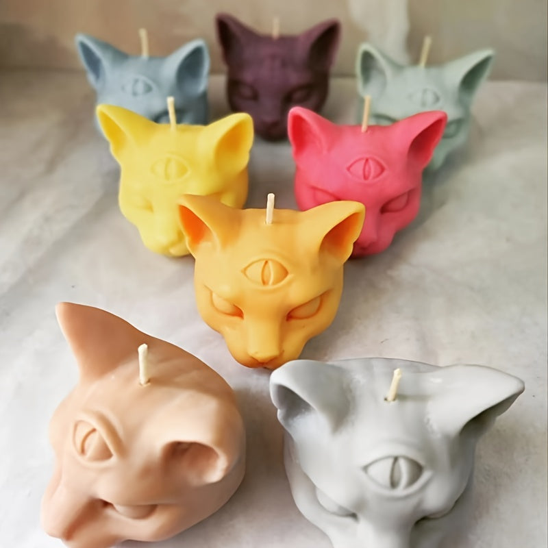 Silicone Mold for Three-Eyed Cat Candle 