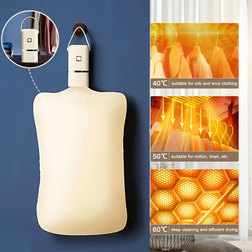 Secador eléctrico portátil con temporizador y armario plegable