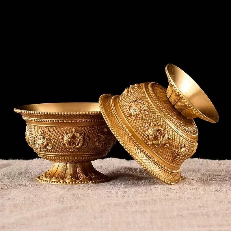 Tibetan copper singing bowl for Buddhist altars 
