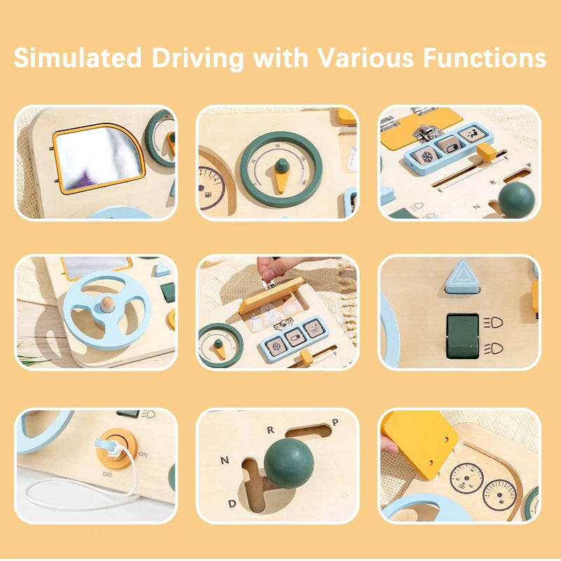 Montessori Wooden Educational Toy: Interactive Car Board 