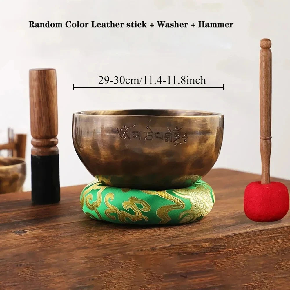 32cm Brass Tibetan Singing Bowl for Meditation and Chakras 