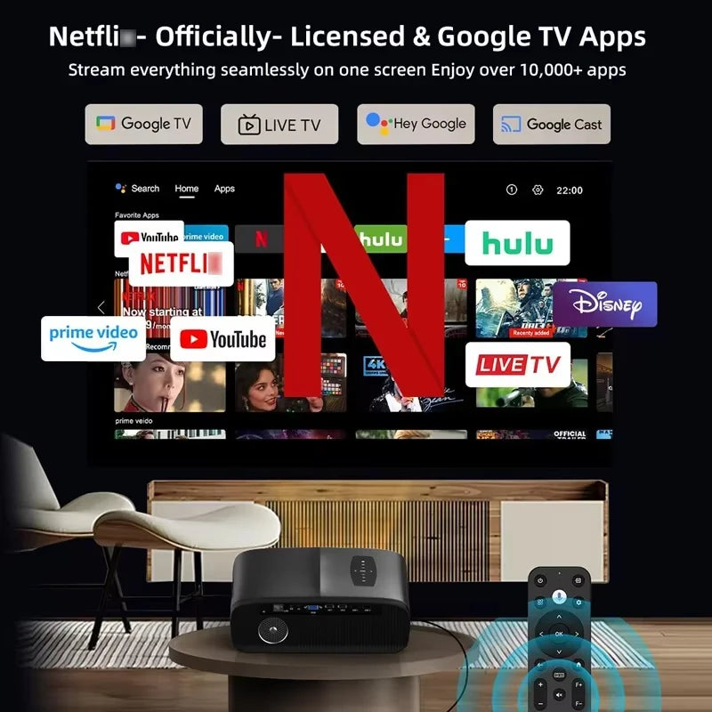 Portable 4K UHD HDR10 Projector for Home Theater and Gaming 