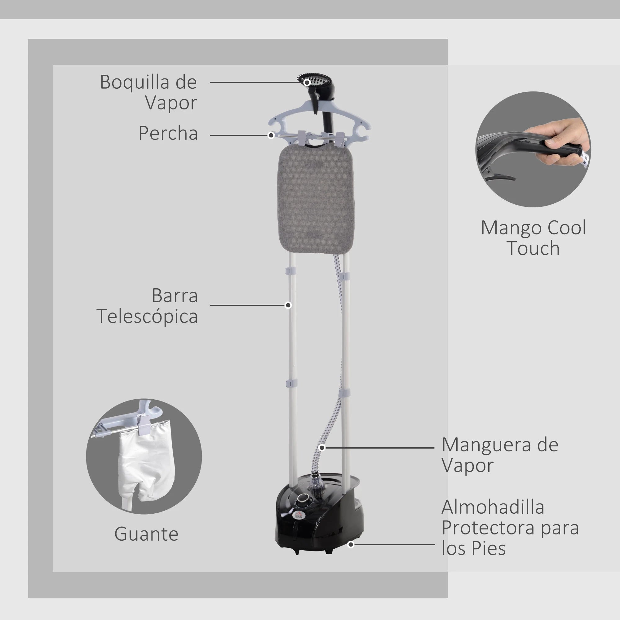 Plancha Vertical HOMCOM 1950W 2L con Temperatura Ajustable