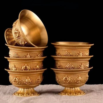 Tibetan copper singing bowl for Buddhist altars 