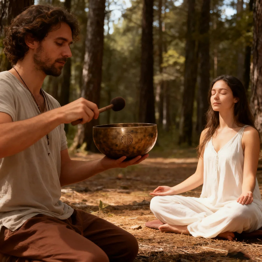 Cuenco Tibetano Grande de Latón para Meditación y Alivio del Estrés