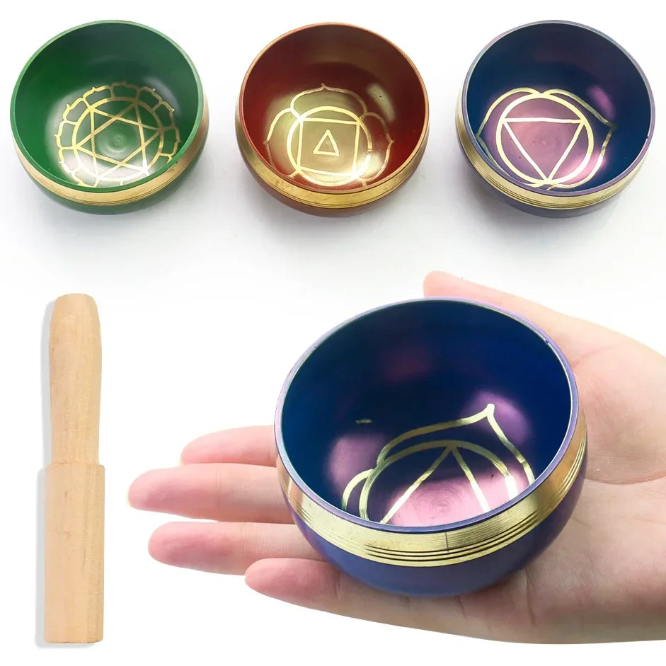 Tibetan copper singing bowl for meditation and relaxation 