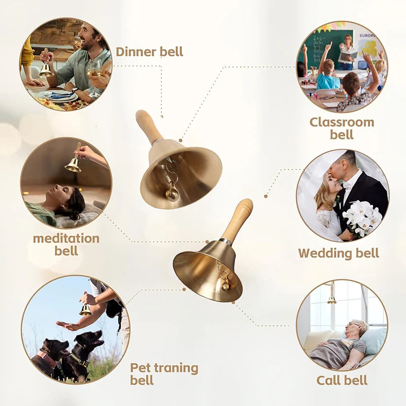 Campana de latón con mango de madera para múltiples usos