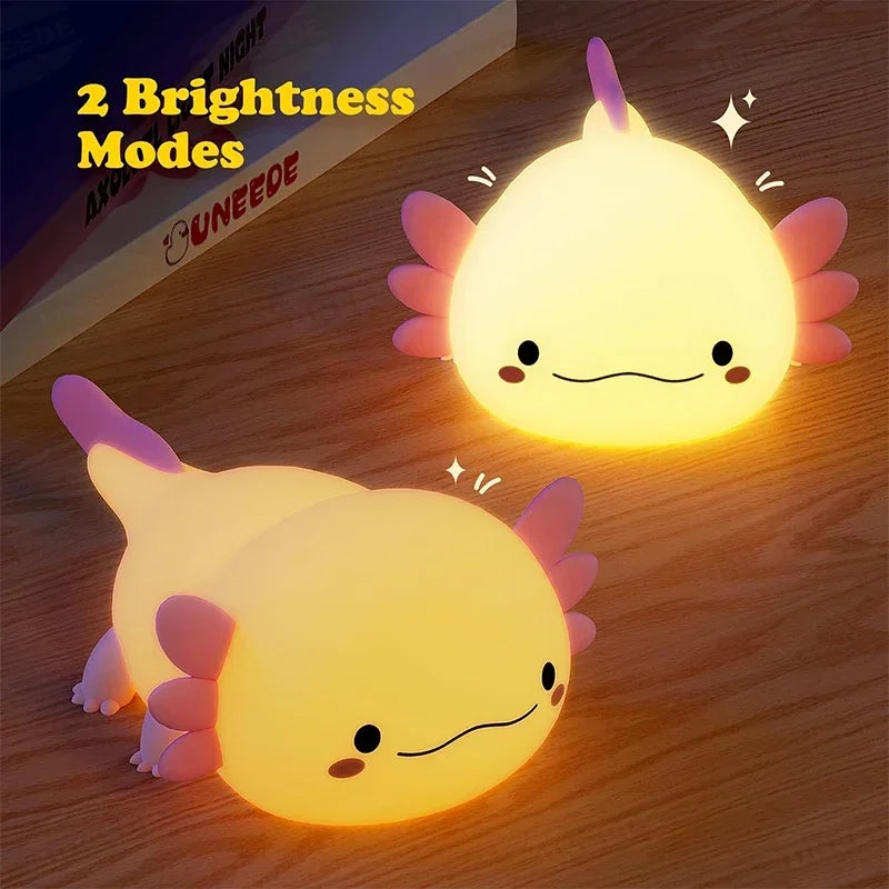 Luz nocturna Axolotl de silicona con control táctil y USB