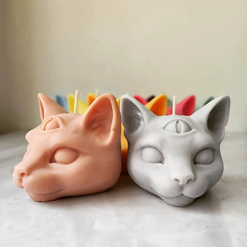 Silicone Mold for Three-Eyed Cat Candle 