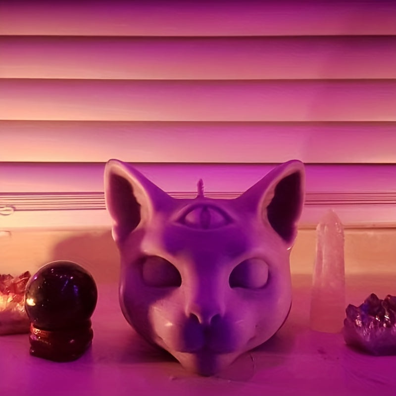 Silicone Mold for Three-Eyed Cat Candle 
