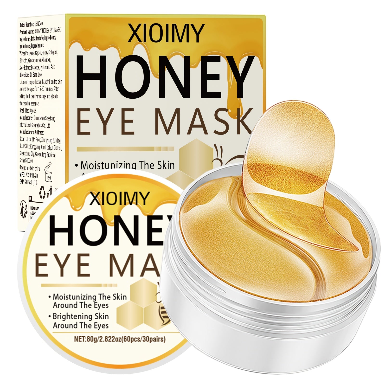 Mascarilla de Ojos con Miel, Colágeno y Aloe Vera - 60 Piezas