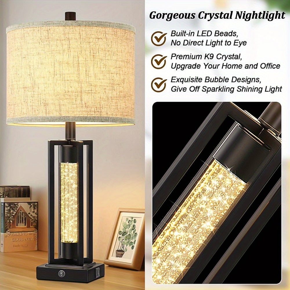 Pack de 2 Lámparas de Mesa Modernas con USB y Luz de Noche