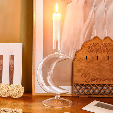 Elegant Moon-Shaped Glass Candle Holder for Decoration