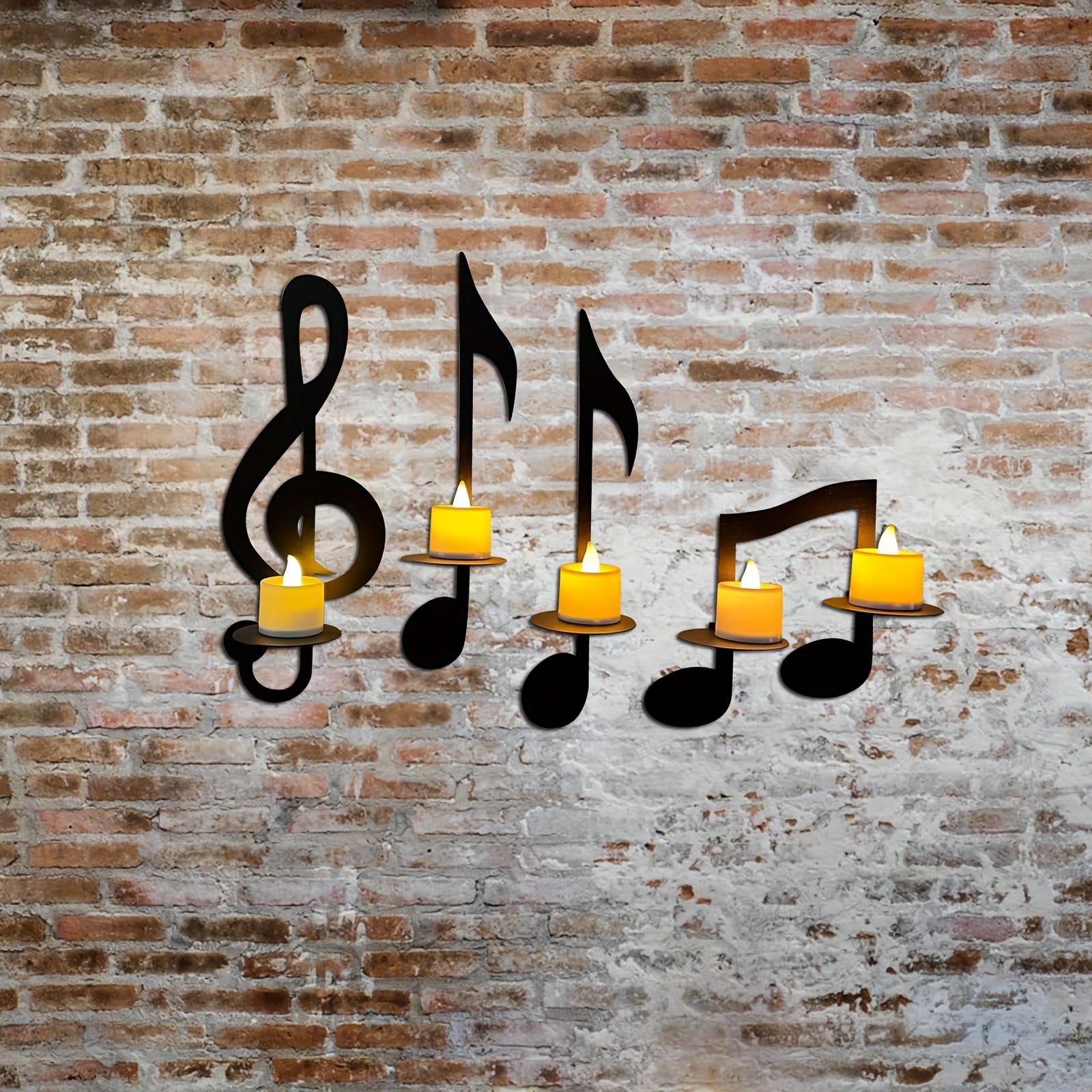 Set of 4 Musical Notes Wall Candle Holders for Decoration 