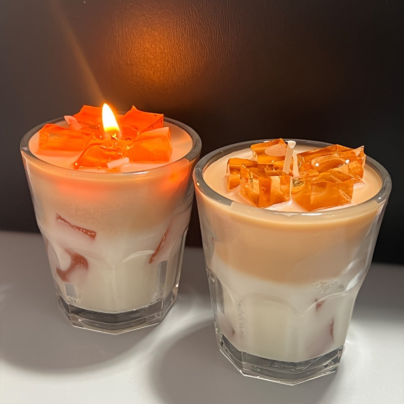 Oval Soy Wax Scented Candle, Caramel Latte Aroma 