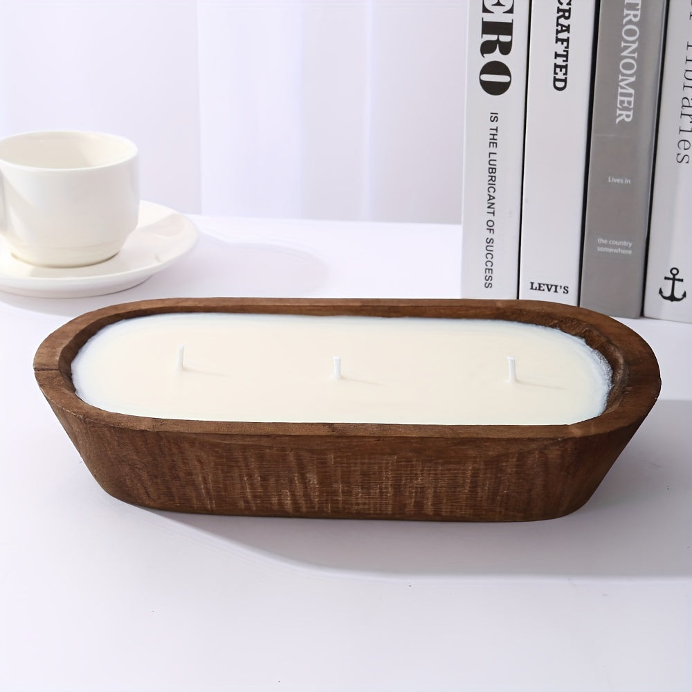 Vela aromática en contenedor de madera en forma de barco