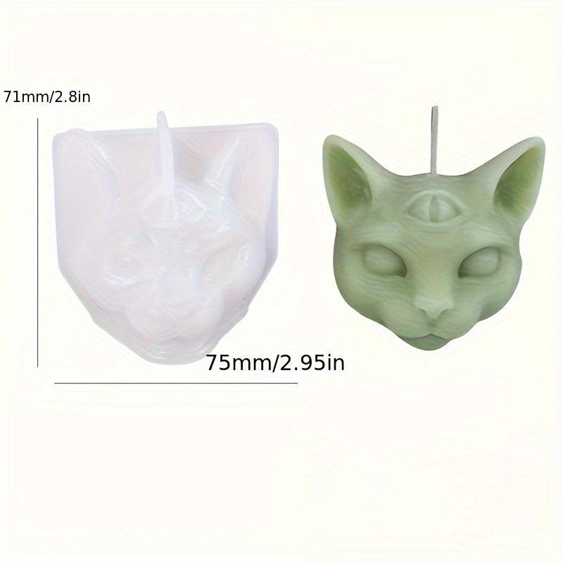 Silicone Mold for Three-Eyed Cat Candle 