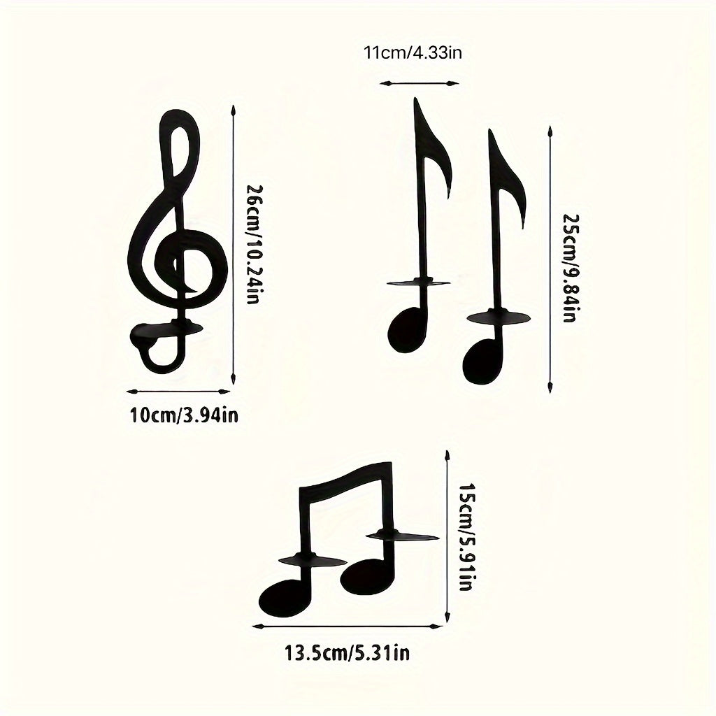 Set of 4 Musical Notes Wall Candle Holders for Decoration 