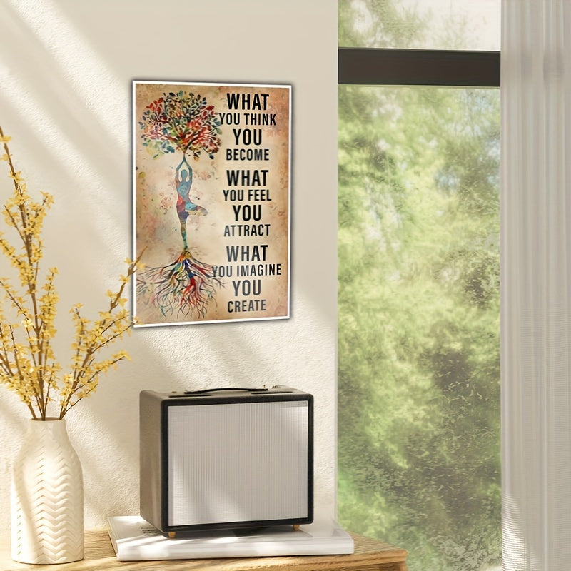 Póster Bohemio Vintage de Yoga en Lienzo sin Marco