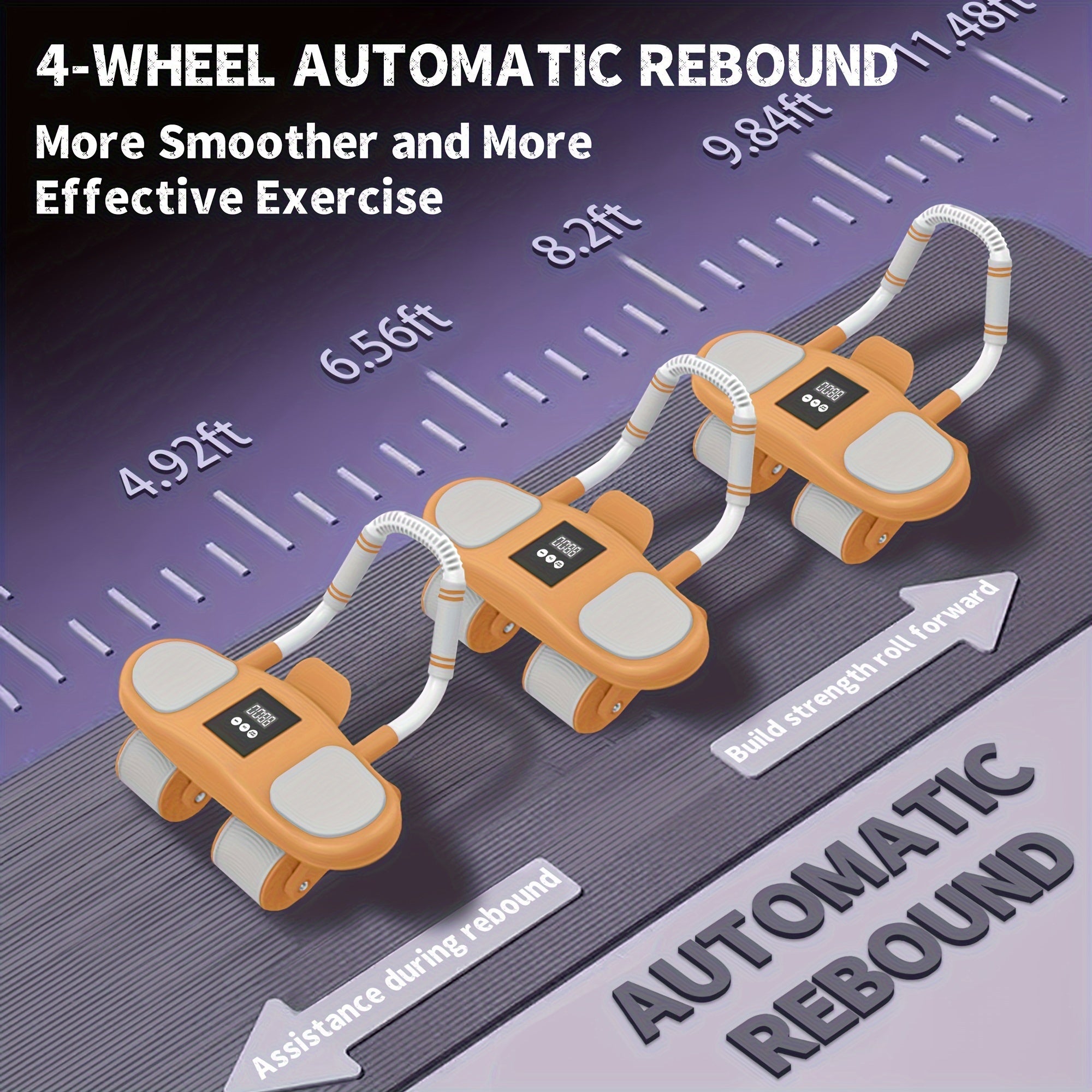 Abdominal Wheel with Elbow Support and Automatic Rebound 
