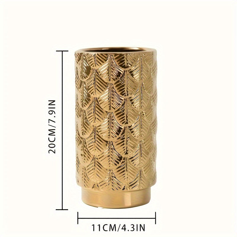 Jarrón de Cerámica Moderno Dorado para Decoración del Hogar