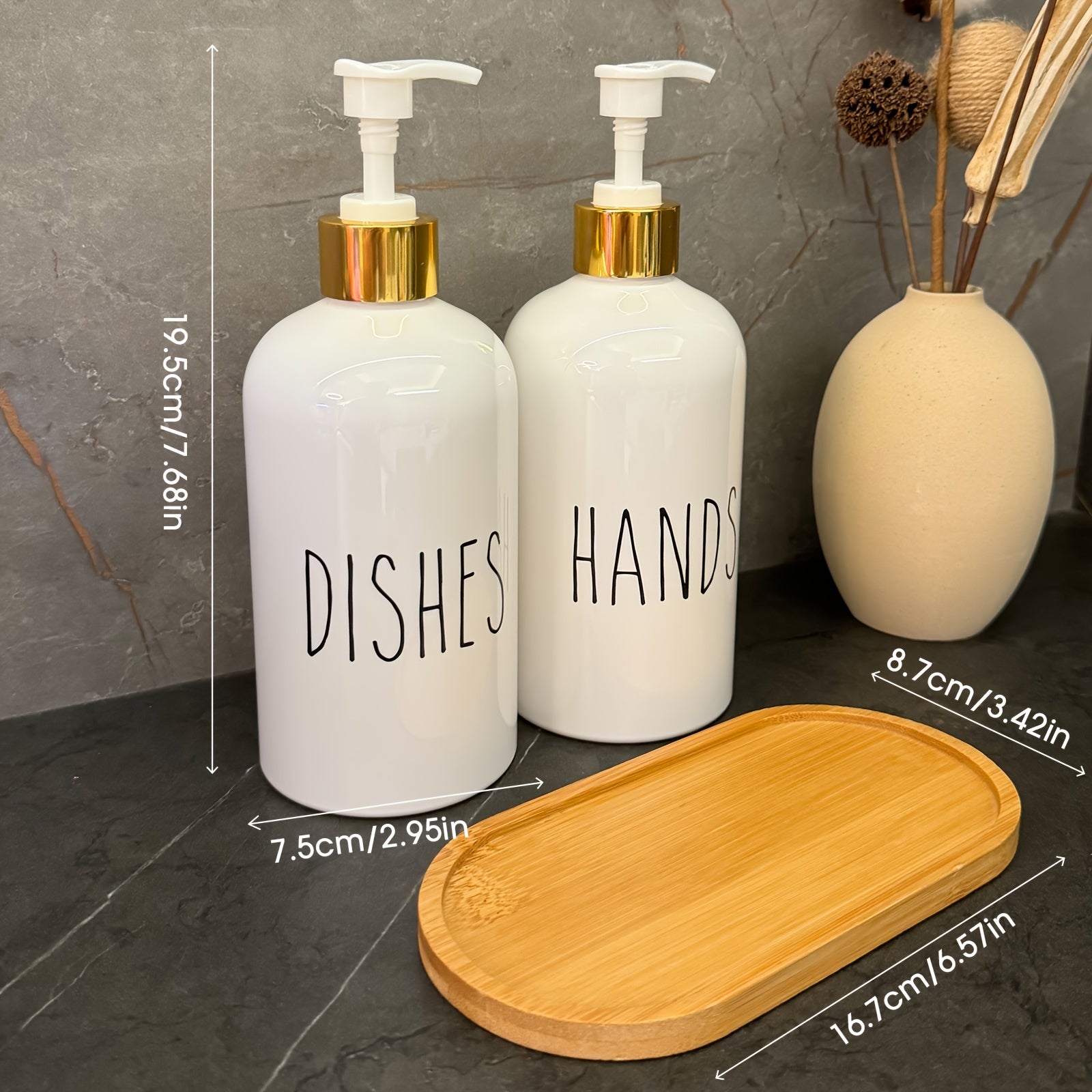 Dispensadores de Jabón Gráficos para Cocina y Baño, Juego de 2
