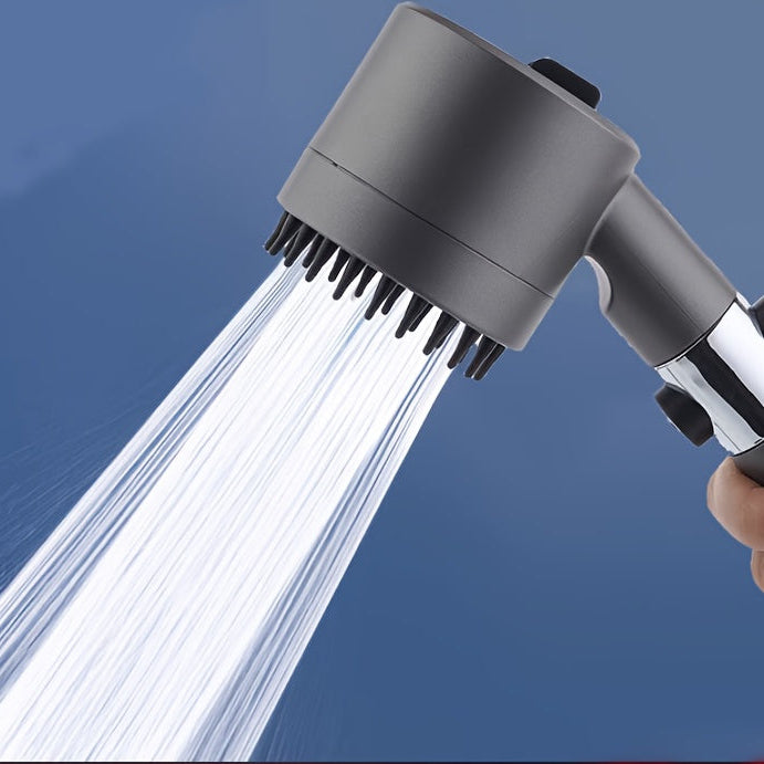 Cabezal de Ducha Alta Presión Montado en Pared - Negro y Plata