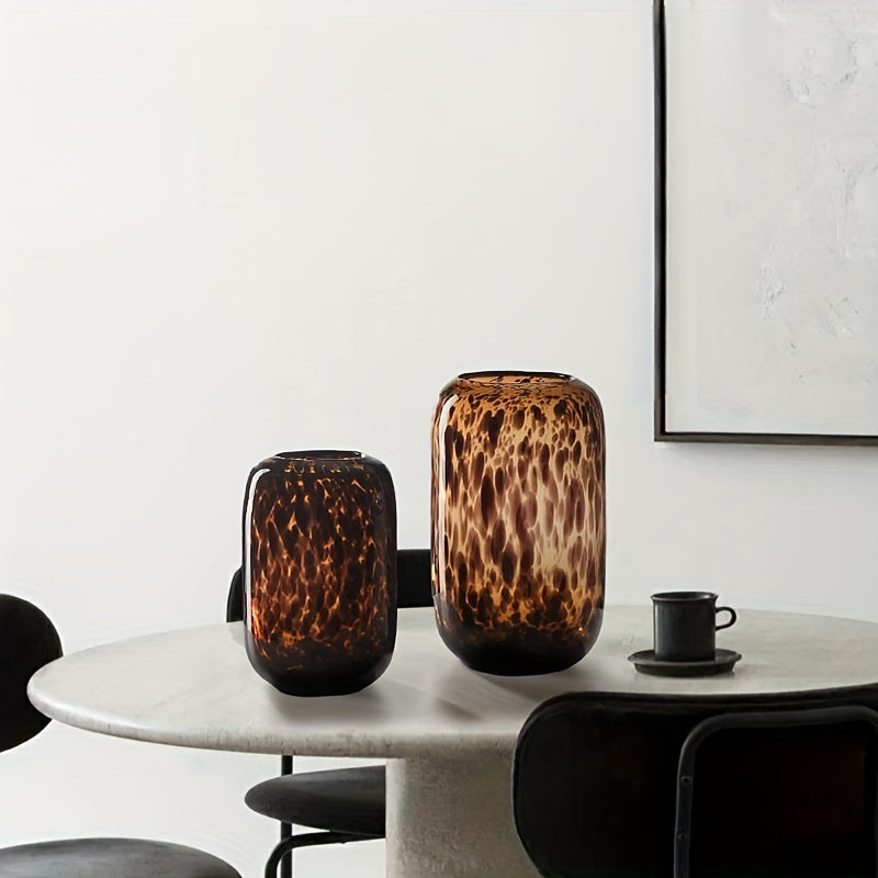 Art Deco Leopard Print Glass Vase 